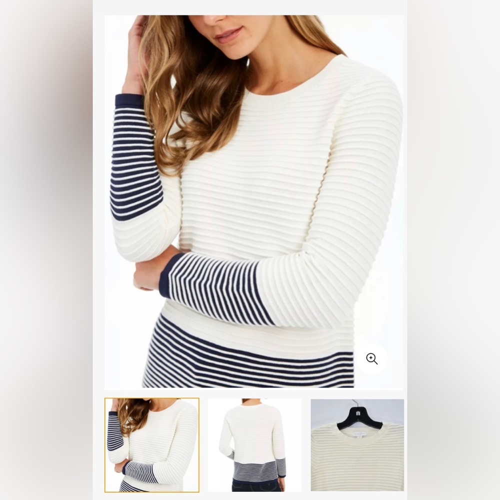 NWT Charter Club Women’s Size L Ribbed Pullover Sweater, Beige
